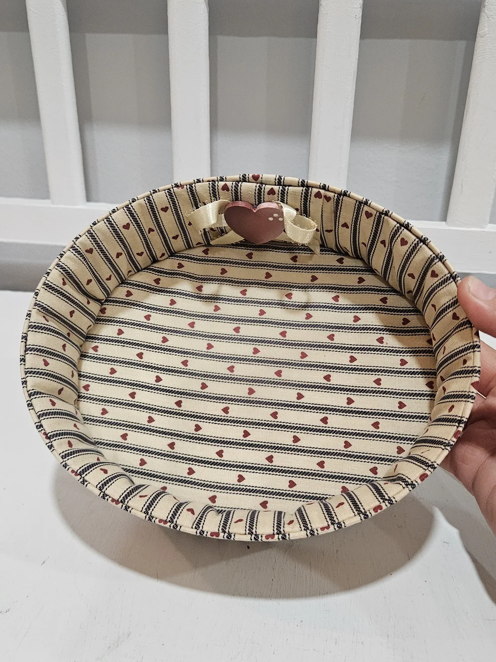 Vintage Handpainted Rooster Cloth Wrapped Storage Box, Signed Mary Deming